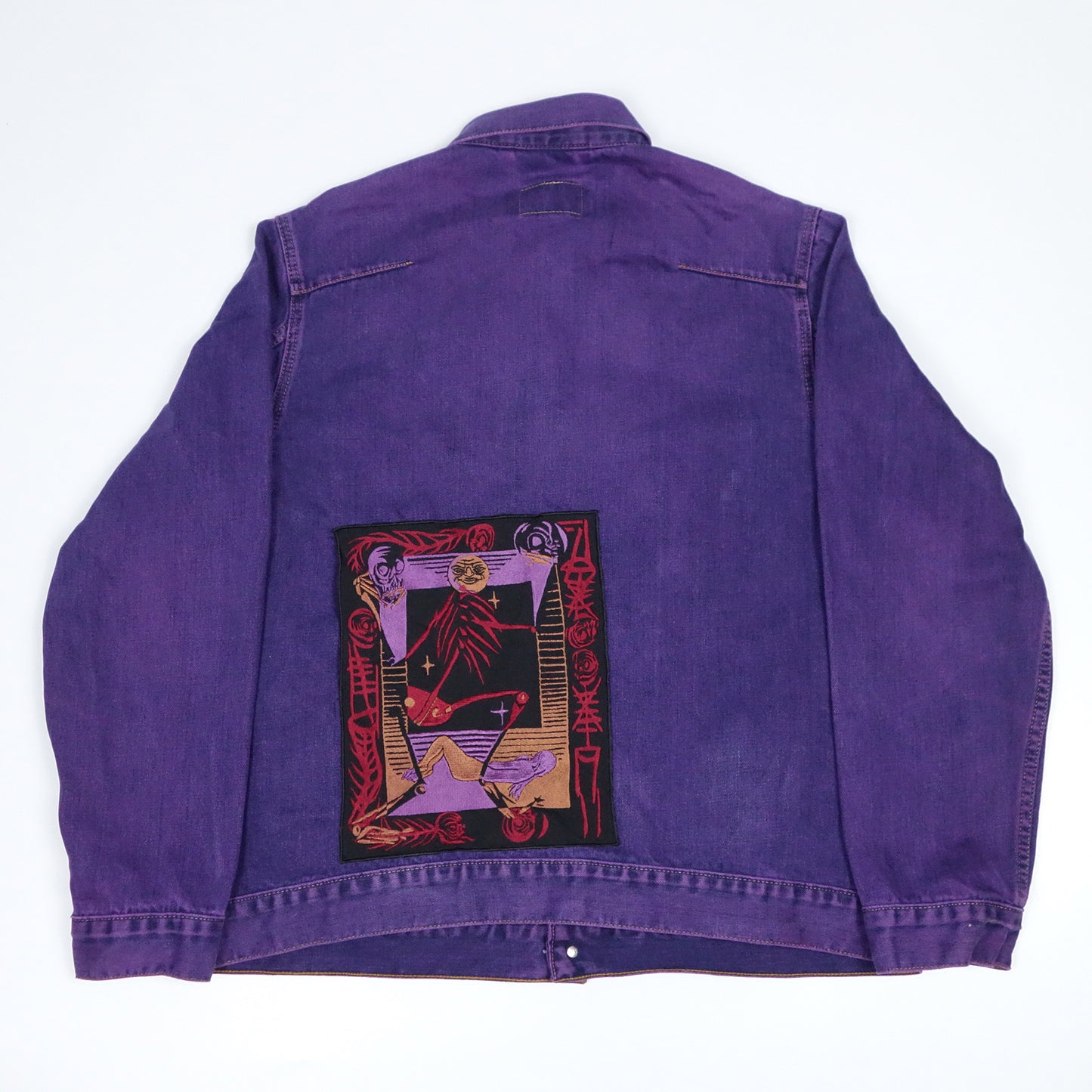 'the game' upcycled denim jacket