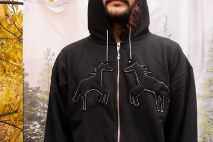 'Black horse' zip hoodie
