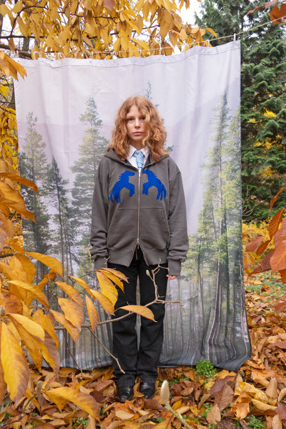 'Blue horse' zip hoodie