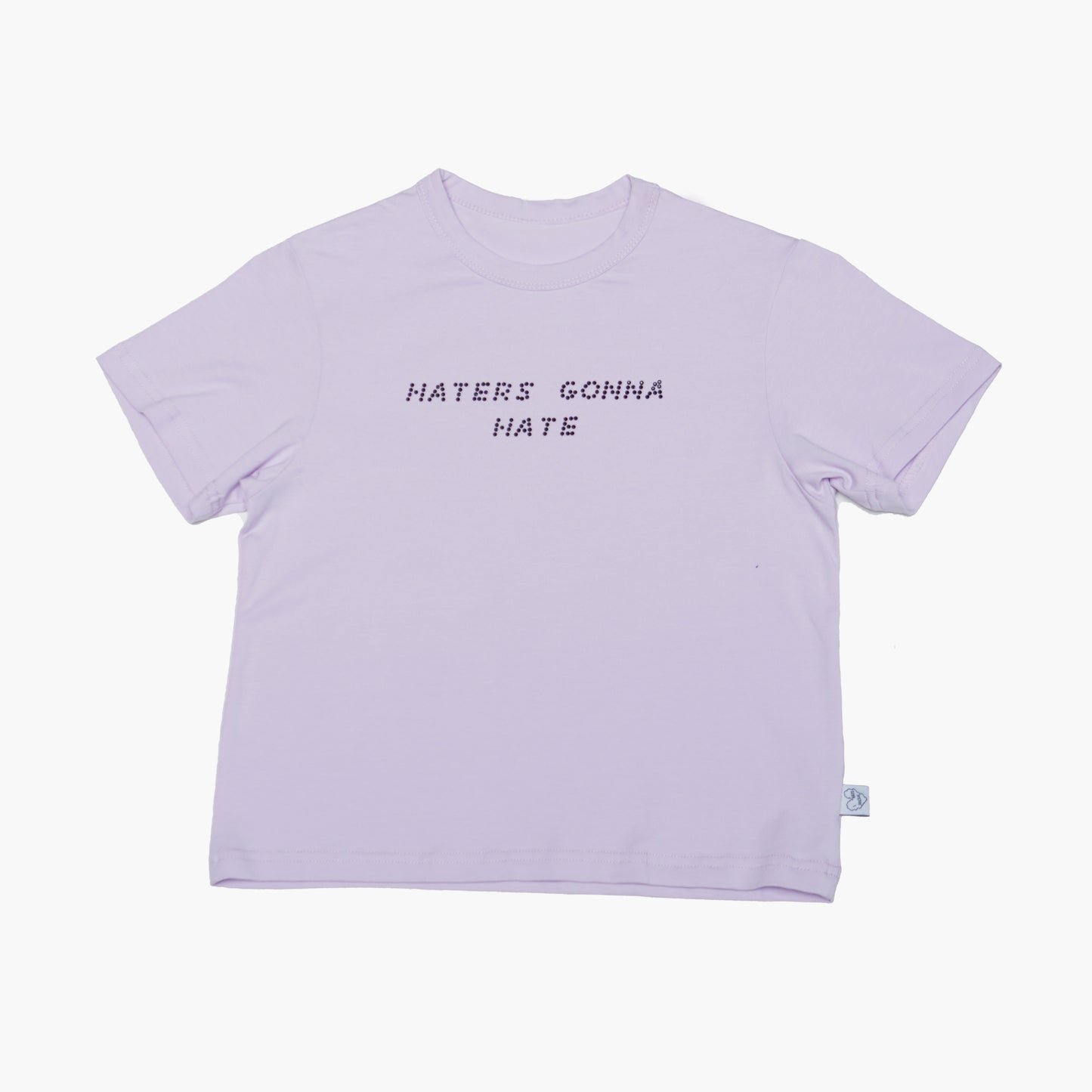 Light purple t-shirt with 'HATERS GONNA HATE' text on a white background
