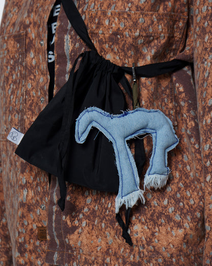 Compact lined mini bag made from durable raincoat fabric with a blue horse 
