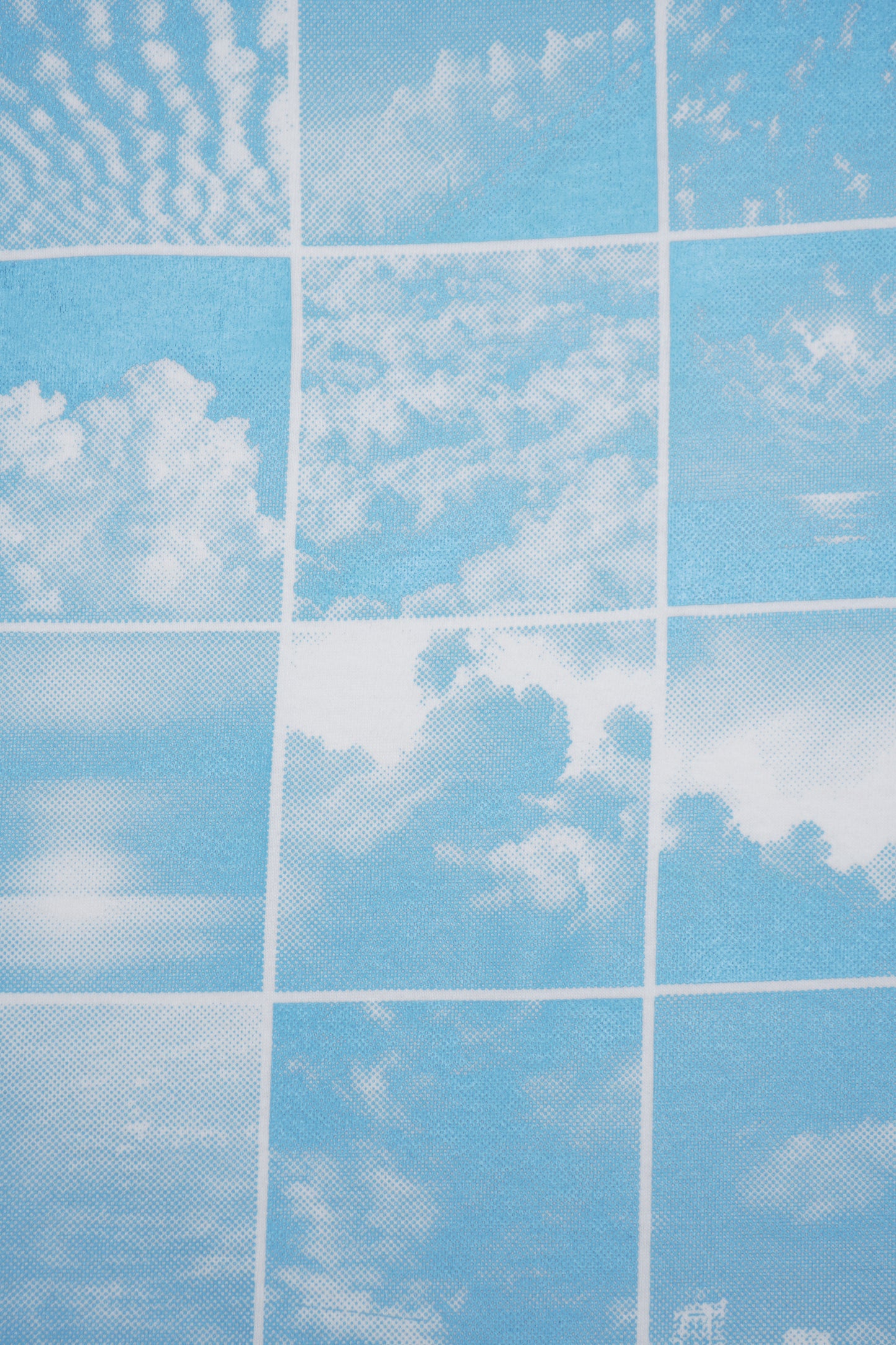 Cloudy sky print with grid overlay