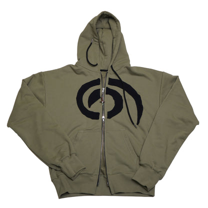 'spiral' zip hoodie in moss green