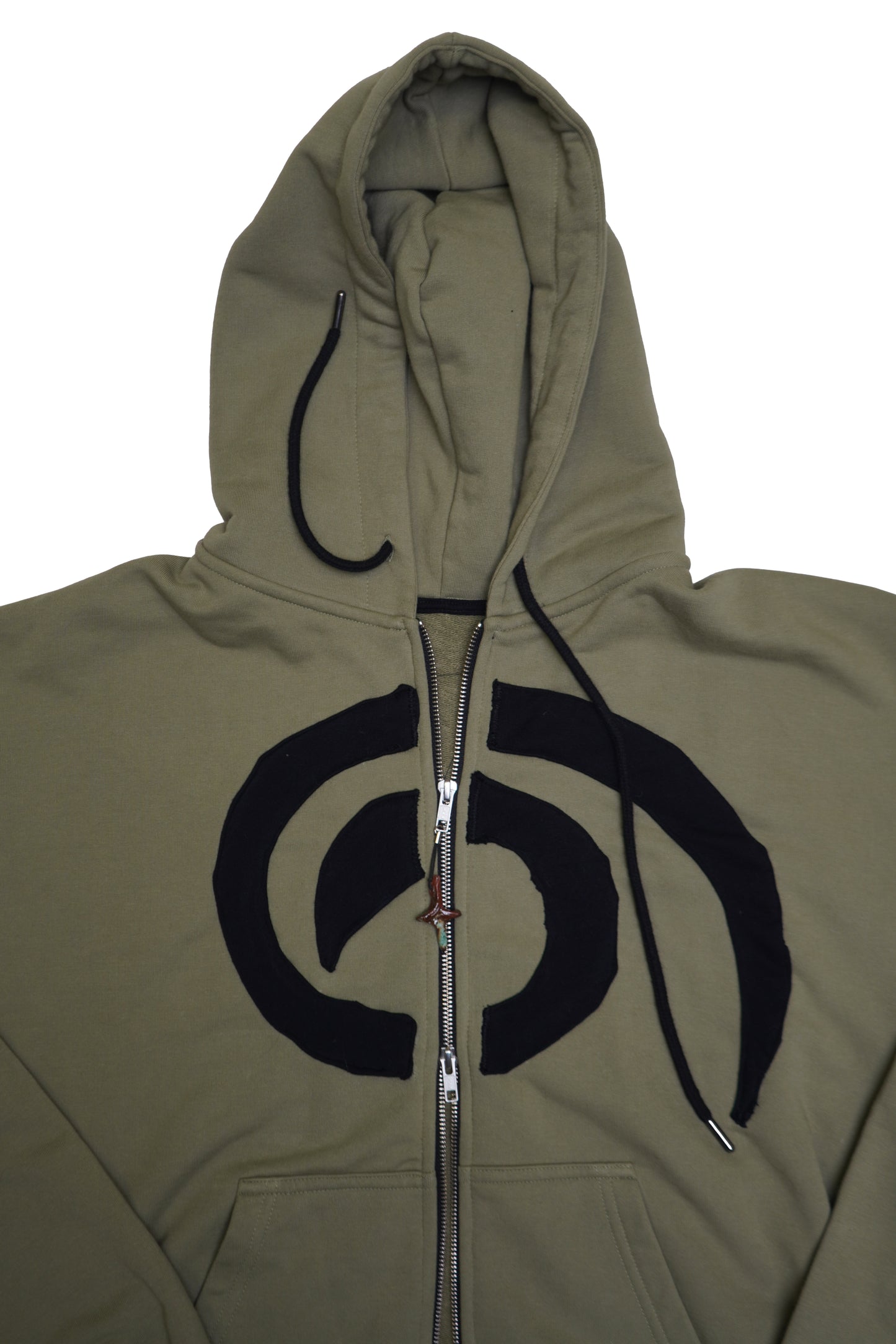 'spiral' zip hoodie in moss green